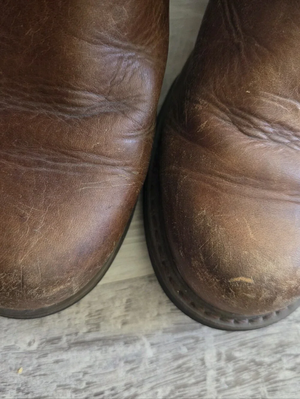 Womens Vintage Distressed Carolina Brown Leather Harness Boots Size 8